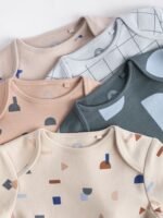 Next Blue Printed 5 Pack Long Sleeve Baby Bodysuits 5 Pack - Image 2