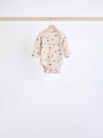 Next Blue Printed 5 Pack Long Sleeve Baby Bodysuits 5 Pack - Image 4