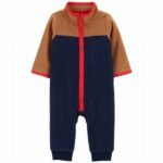 Carters - Colourblock Zip-Up Fleece Jumpsuit - Baby Boy
