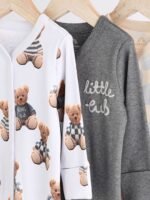 Next Bear Checkerboard Baby Sleepsuits 3 Pack - Image 4