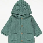 George - Khaki Knit Button 3D Ears Hooded Cardigan
