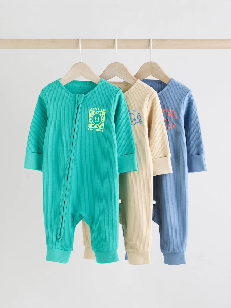 E19551s Next Blue Sleepsuits 3 Pack - Image 1