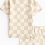 Tu Clothing - Cream Chequer Print T-Shirt & Shorts