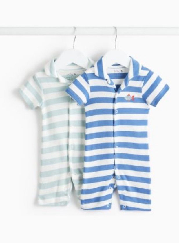 screenshot-6 Tu Clothing - Stripe Printed Collared Romper 2 Pack - Image 1