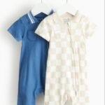 Tu Clothing - Checkerboard Print Collared Rompers 2 Pack