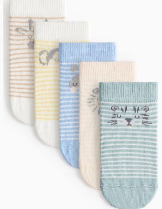 screenshot-8 Tu Clothing - Stripe Safari Animal Socks 5 Pack - Image 1