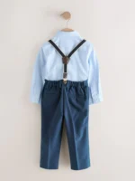 Next Blue Shirt Trousers Braces and Bow Tie Set - Image 4