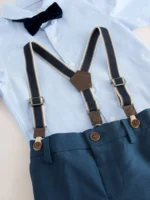 Next Blue Shirt Trousers Braces and Bow Tie Set - Image 2