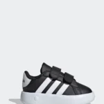 adidas Black/White Grand Court 2.0 Hook and Loop Infant Trainers