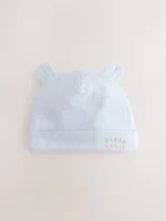 Next Blue 100% Cotton Slogan Baby Beanie Hats 3 Pack - Image 6