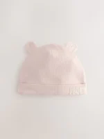 Next Blue 100% Cotton Slogan Baby Beanie Hats 3 Pack - Image 5