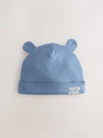 Next Blue 100% Cotton Slogan Baby Beanie Hats 3 Pack - Image 4