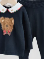 Next Navy Bear Knitted Jumper and Leggings Baby Set - Image 7