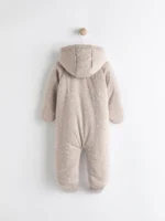 Next Chocolate Brown Star Jersey Wrap Baby Hooded Pramsuit - Image 2