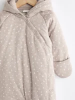 Next Chocolate Brown Star Jersey Wrap Baby Hooded Pramsuit - Image 3