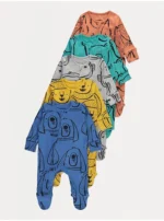 George Bright Animal Zip Fasten Sleepsuits 5 Pack