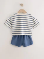 Next - Navy Stripe Ladybird Top & Shorts Set - Image 3