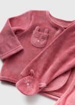 Matalan - Baby Pink Bunny Velour Top & Trouser Set - Image 2