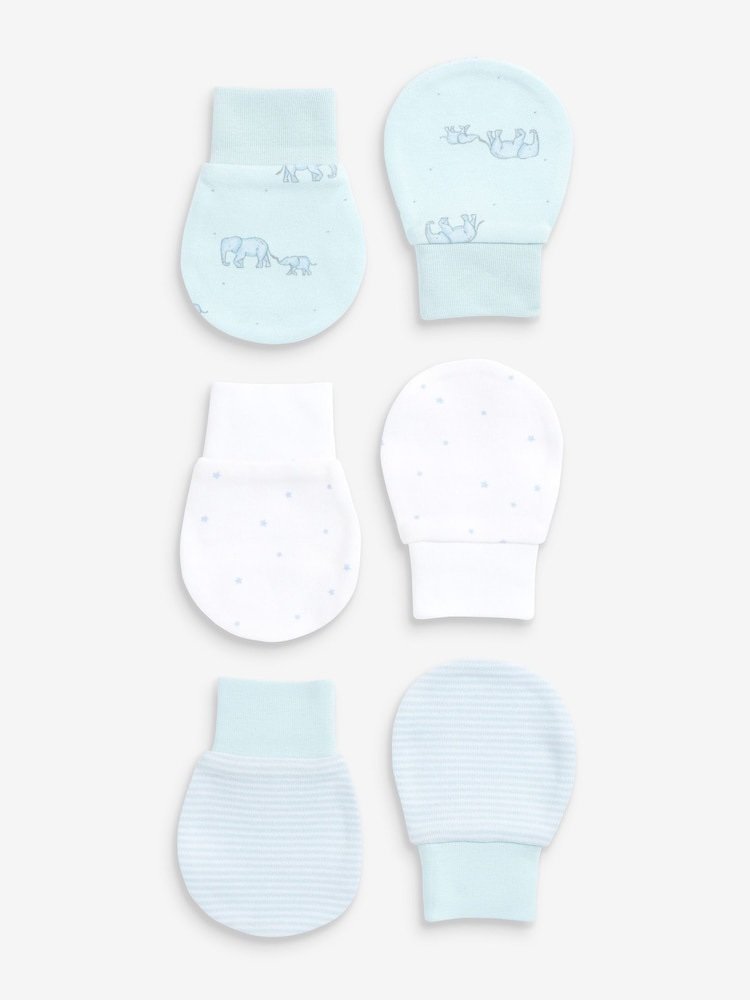 img_1845 Next - Buy Blue Elephant 3 Pack Baby Scratch Mitts - Image 1
