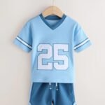 Next - Light Blue Short Sleeve Varsity Shorts Set