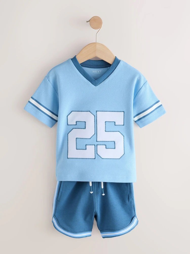 img_2001 Next - Light Blue Short Sleeve Varsity Shorts Set - Image 1