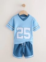 Next - Light Blue Short Sleeve Varsity Shorts Set - Image 6