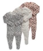 Mamas & Papas - Leopard Print Cotton Sleepsuits 3 Pack