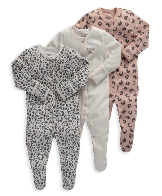 Mamas & Papas - Leopard Print Cotton Sleepsuits 3 Pack