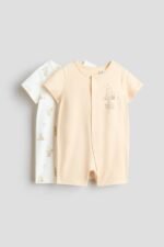 HM - 2-pack printed cotton sleepsuits