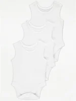 George -  White Sleeveless Bodysuits 3 Pack