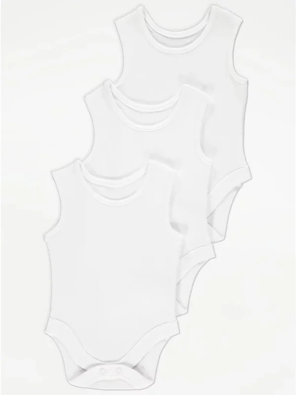 George -  White Sleeveless Bodysuits 3 Pack