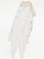 George - Neutral Sleepsuits 5 Pack