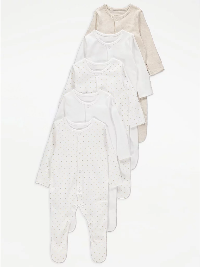 5059192294778 George - Neutral Sleepsuits 5 Pack - Image 1