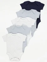 George - Blue Short Sleeve Bodysuits 5 Pack