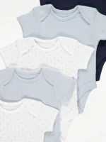 George - Blue Short Sleeve Bodysuits 5 Pack - Image 2