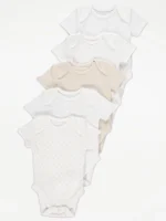 George - Neutral Short Sleeve Bodysuits 5 Pack
