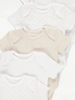 George - Neutral Short Sleeve Bodysuits 5 Pack - Image 2