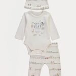 George - Cream Born In 2026 Hat Bodysuit and Leggings Outfit