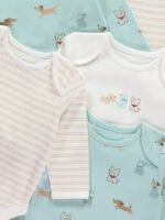 George - Mint Green Dogs Long Sleeve Bodysuits 7 Pack - Image 2