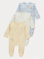 George - Pastel Spring Zip Fasten Sleepsuits 3 Pack