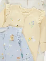George - Pastel Spring Zip Fasten Sleepsuits 3 Pack - Image 2