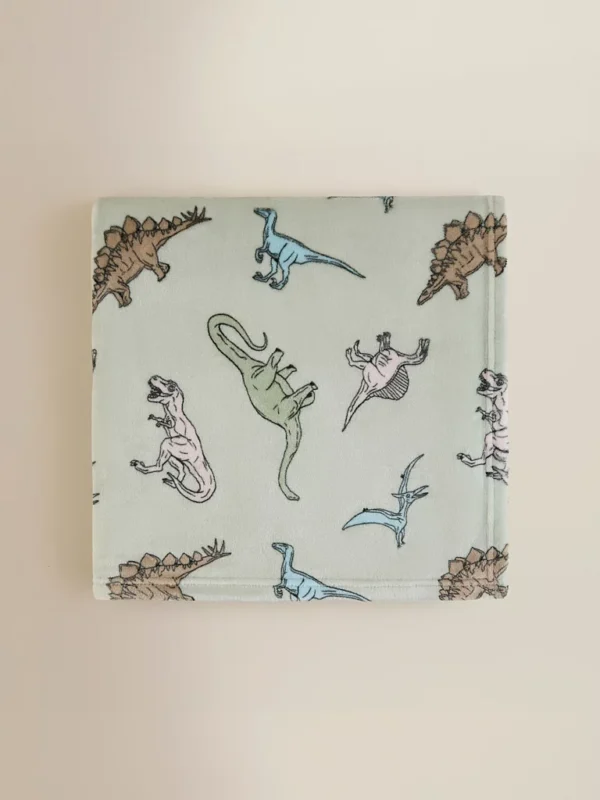 George - Green Dinosaur Fleece Blanket - 120 x 150 cm