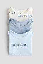 HM - 3-pack cotton envelope-neck bodysuits - Image 2