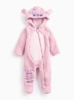 Tu Clothing - Disney Angel Pink Fluffy Fleece Hooded Sleepsuit