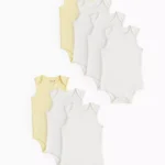 Tu Clothing - White & Yellow Sleeveless Bodysuit 7 Pack