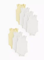 Tu Clothing - White & Yellow Sleeveless Bodysuit 7 Pack