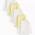 Tu Clothing - Plain White & Yellow Long Sleeve Bodysuits 5 Pack